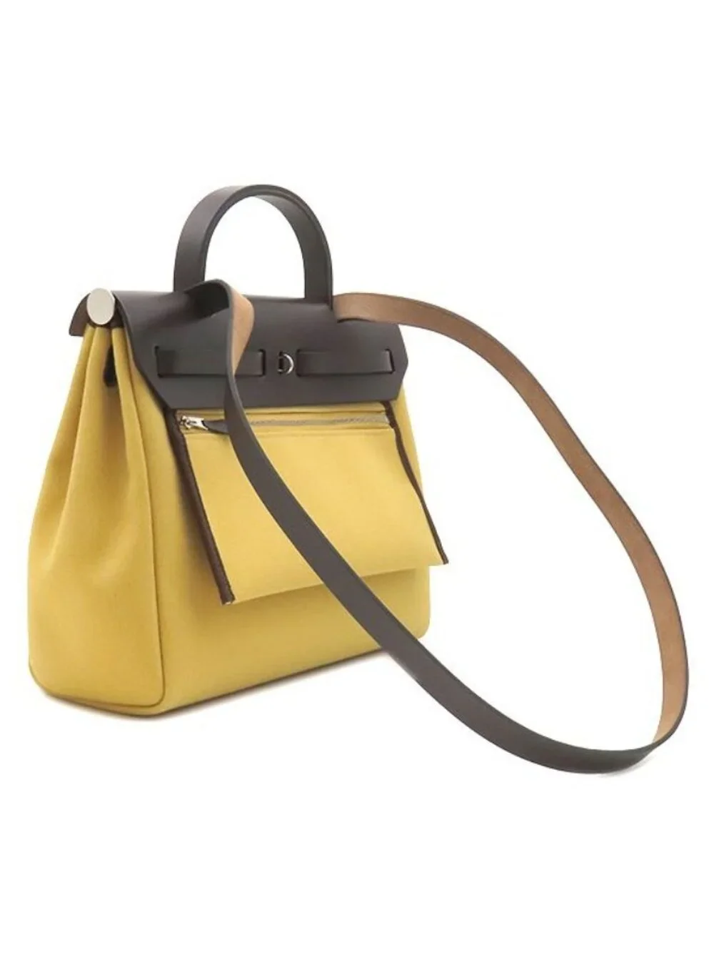 Hermes 2-Way Bag Herbag Zip PM 31 Canvas Toile Hunter Ebene Paille Silver